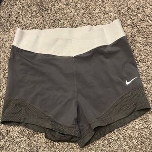 Nike Women's Charcoal and White Athletic Shorts